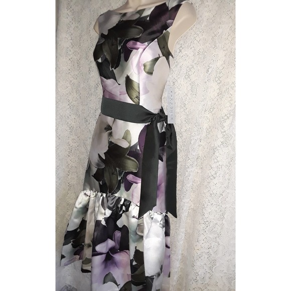 NWT Sz 6 Kay Unger New York Floral Printed Tea-Length Dress - Picture 5 of 10